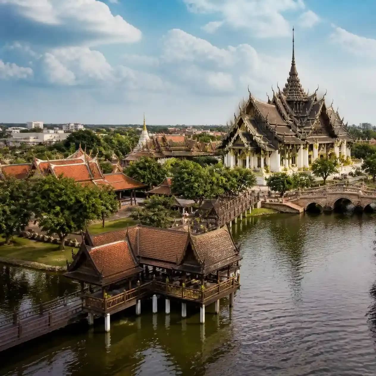 Ancient Siam Bangkok, a photorealistic scenic view of the heritage park with Thai pavilions,_compressed.webp