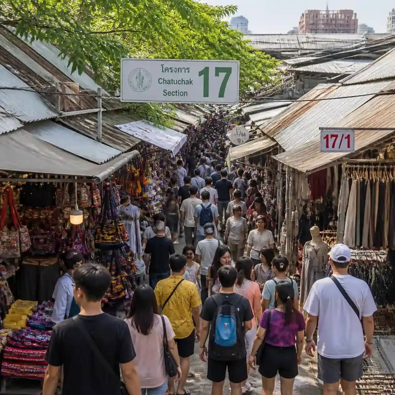 Chatuchak Weekend Market, clear sharp photorealistic Bangkok market scene with_compressed.webp