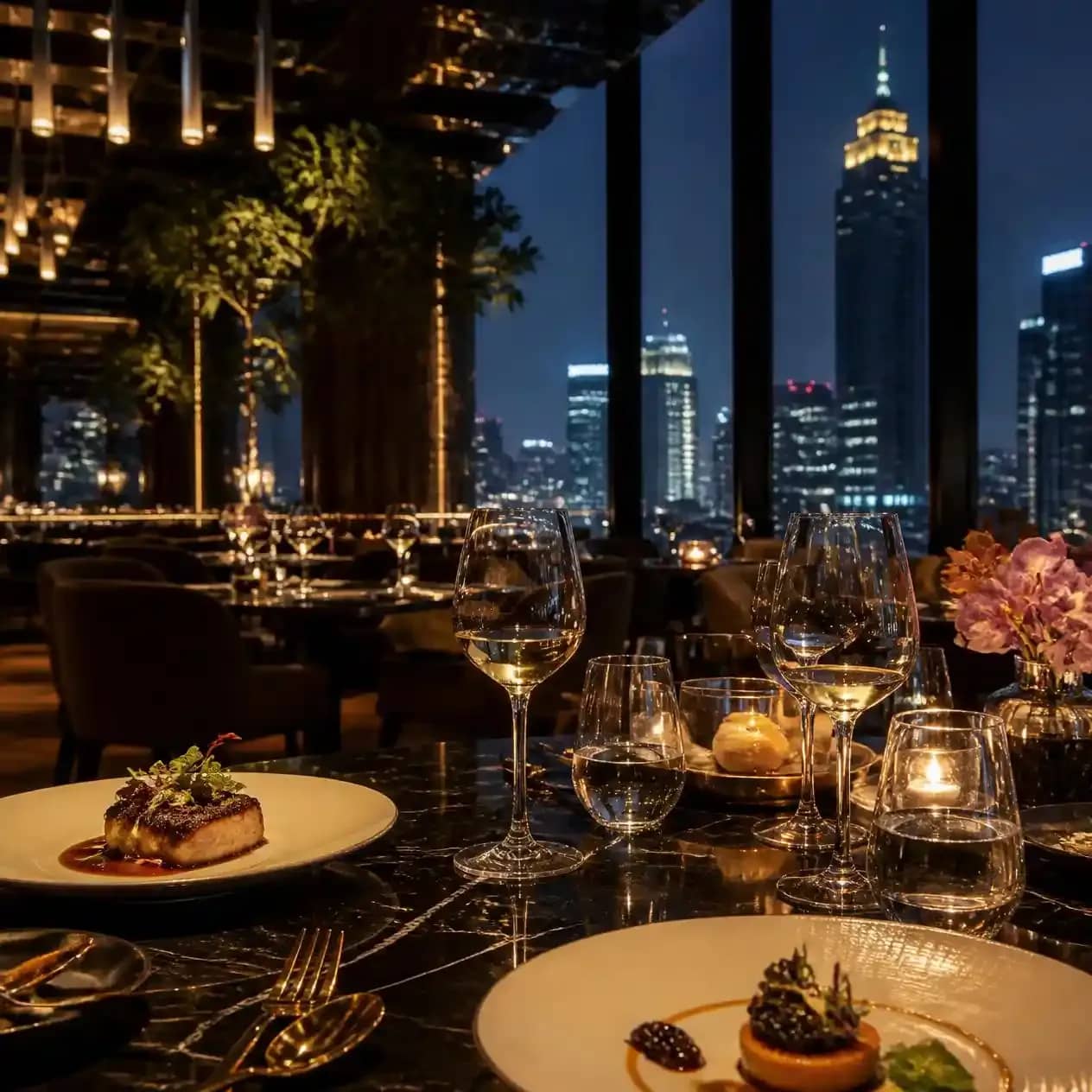 Fine dining in Bangkok, elegant upscale restaurant with refined plated dishes, polished_compressed.webp