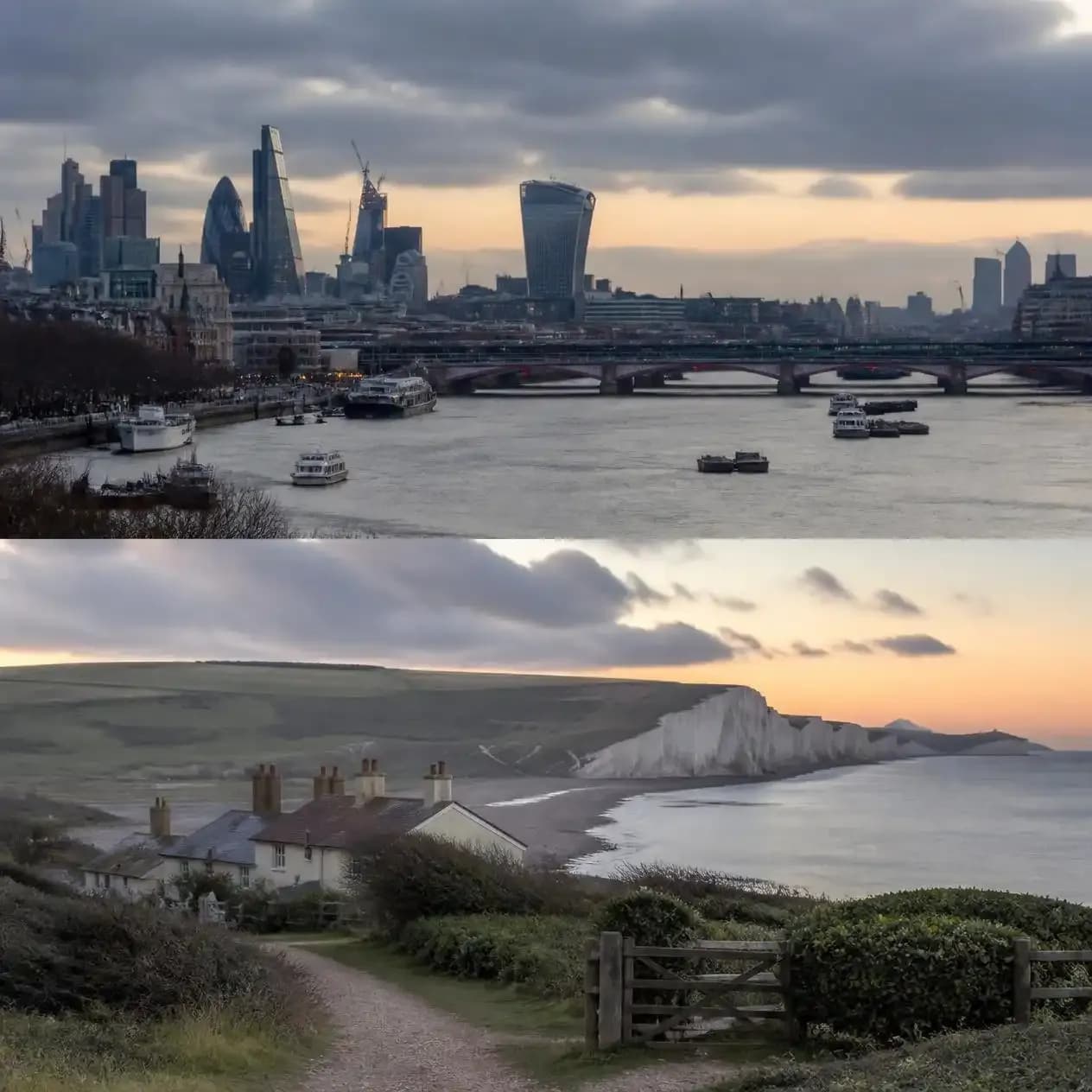 London-to-East Sussex travel scene, a journey leaving the London cityscape and moving into the rolling_compressed.webp