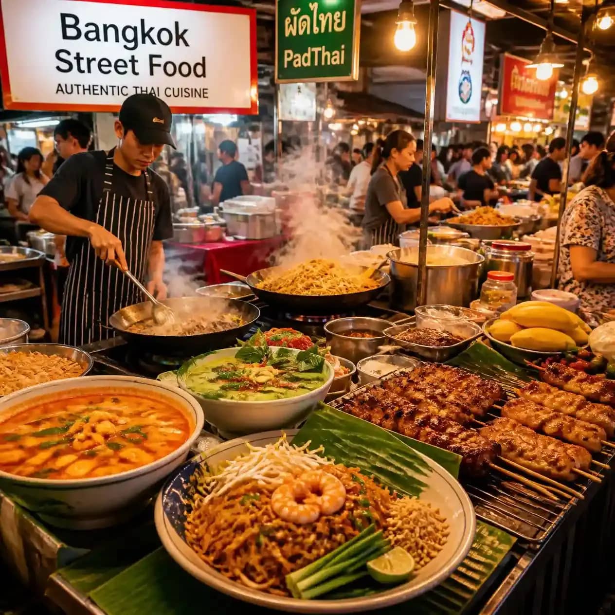 The best street food in Bangkok, a vibrant night-market scene with multiple_compressed.webp