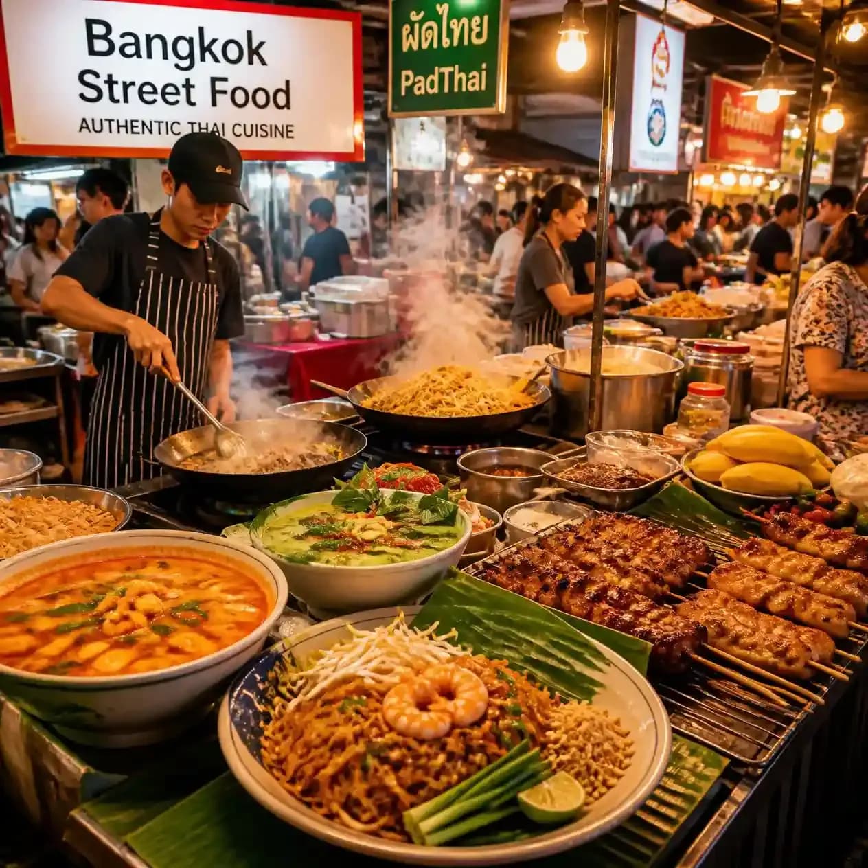 The best street food in Bangkok, a vibrant night-market scene with multiple_compressed.webp